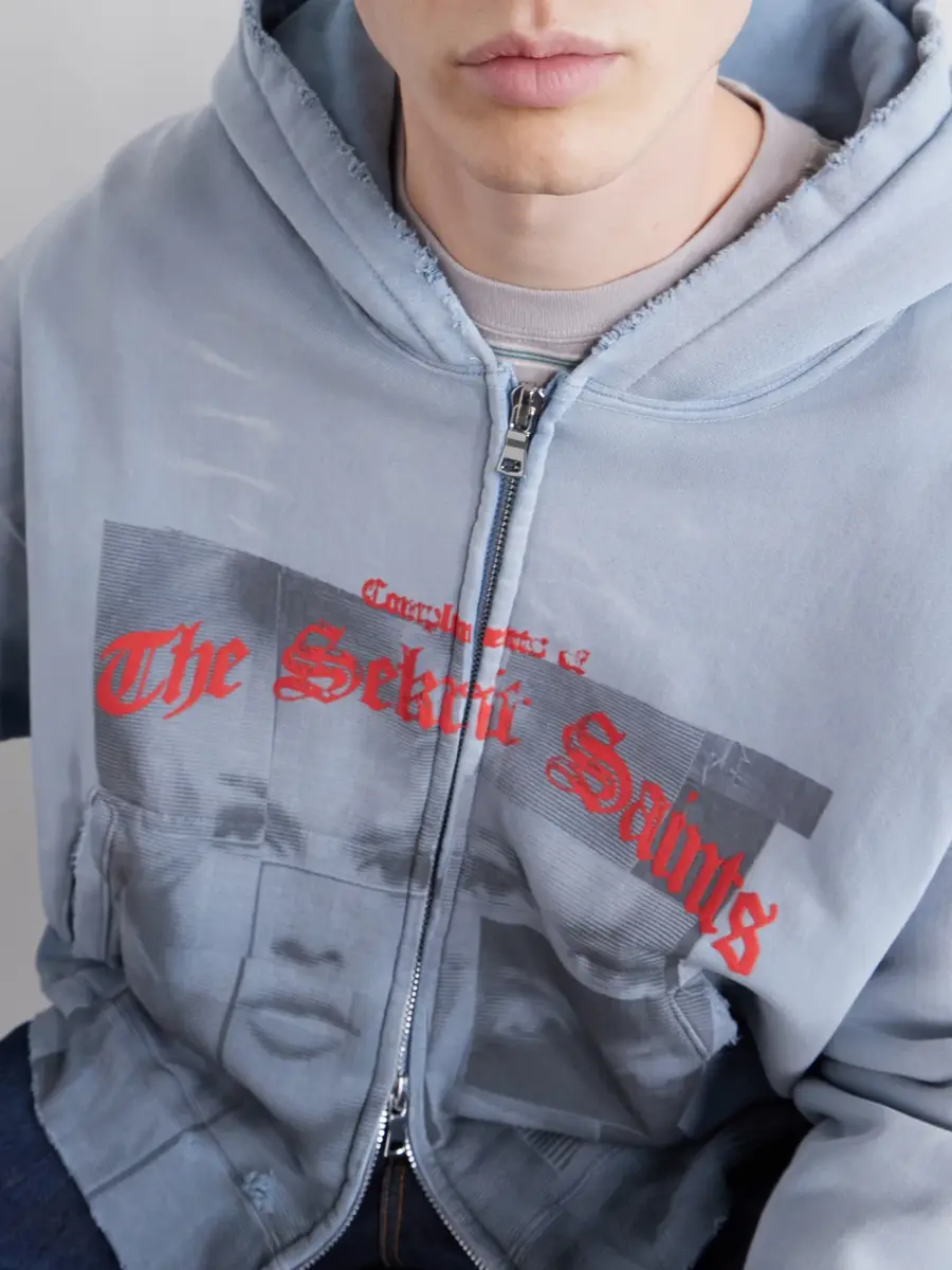 SEKRIT Compliments Distressed Appliquéd Printed Cotton-Jersey Sweater - Men | Thumbnail 5 SEKRIT Compliments Distressed Appliquéd Printed Cotton-Jersey Sweater - Men | Thumbnail 5
