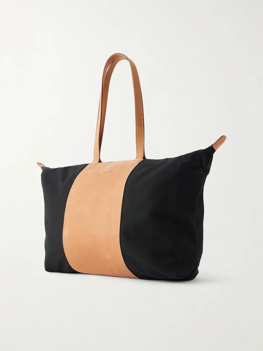 Aimé Leon Dore Logo-Embossed Leather-Trimmed Canvas Tote - Men | Thumbnail 4