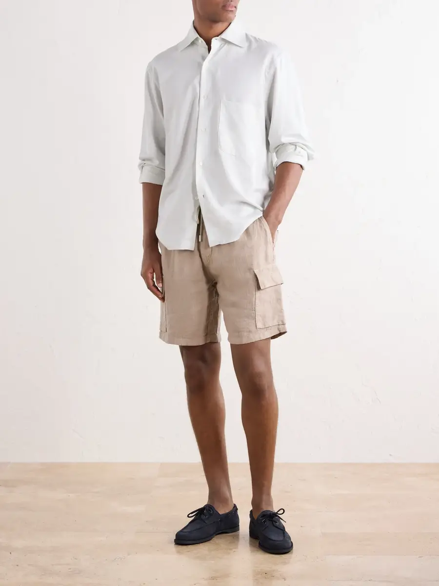 Vilebrequin Baie Straight-Leg Linen Drawstring Cargo Shorts - Men | Thumbnail 2 Vilebrequin Baie Straight-Leg Linen Drawstring Cargo Shorts - Men | Thumbnail 2
