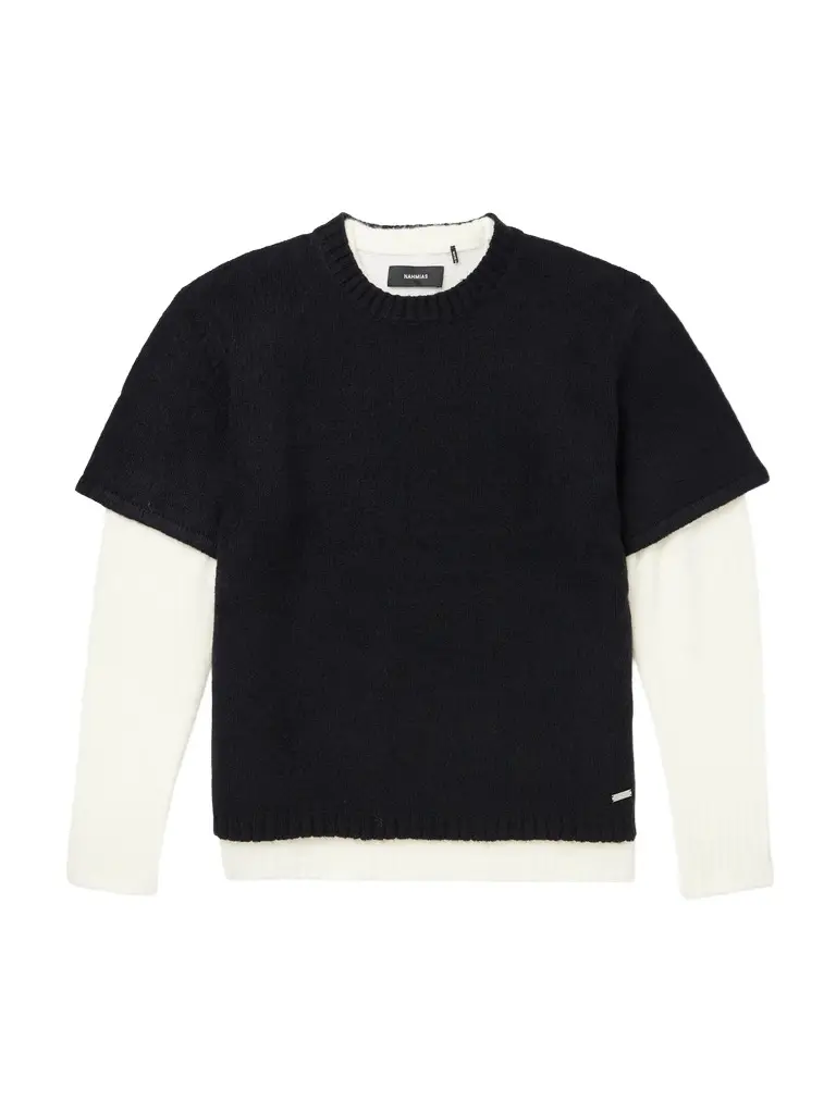 Nahmias Two-Tone Layered Brushed Sweater - Men