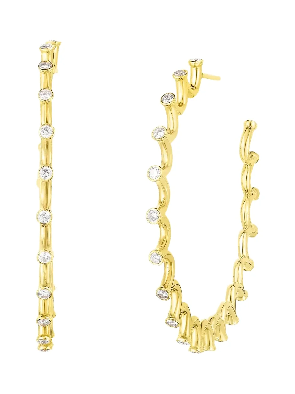 Audrey C. Jewels 18K Yellow Gold Diamond Large Spiral Hoop Earrings