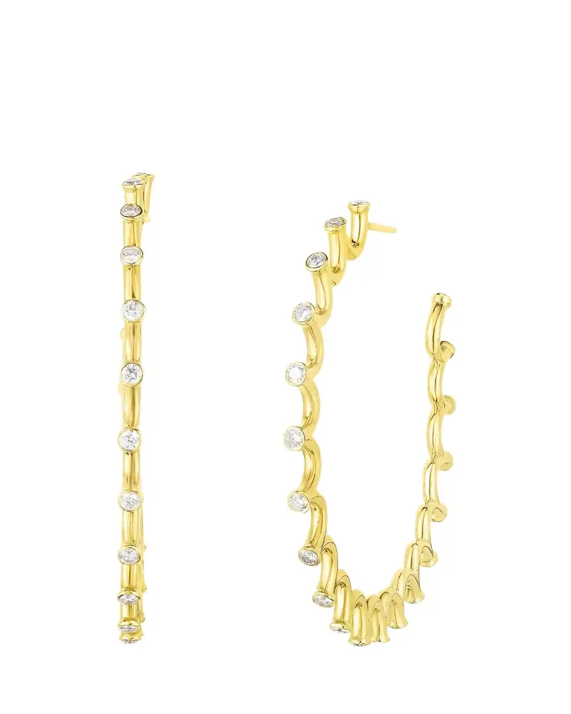 Audrey C. Jewels 18K Yellow Gold Diamond Large Spiral Hoop Earrings