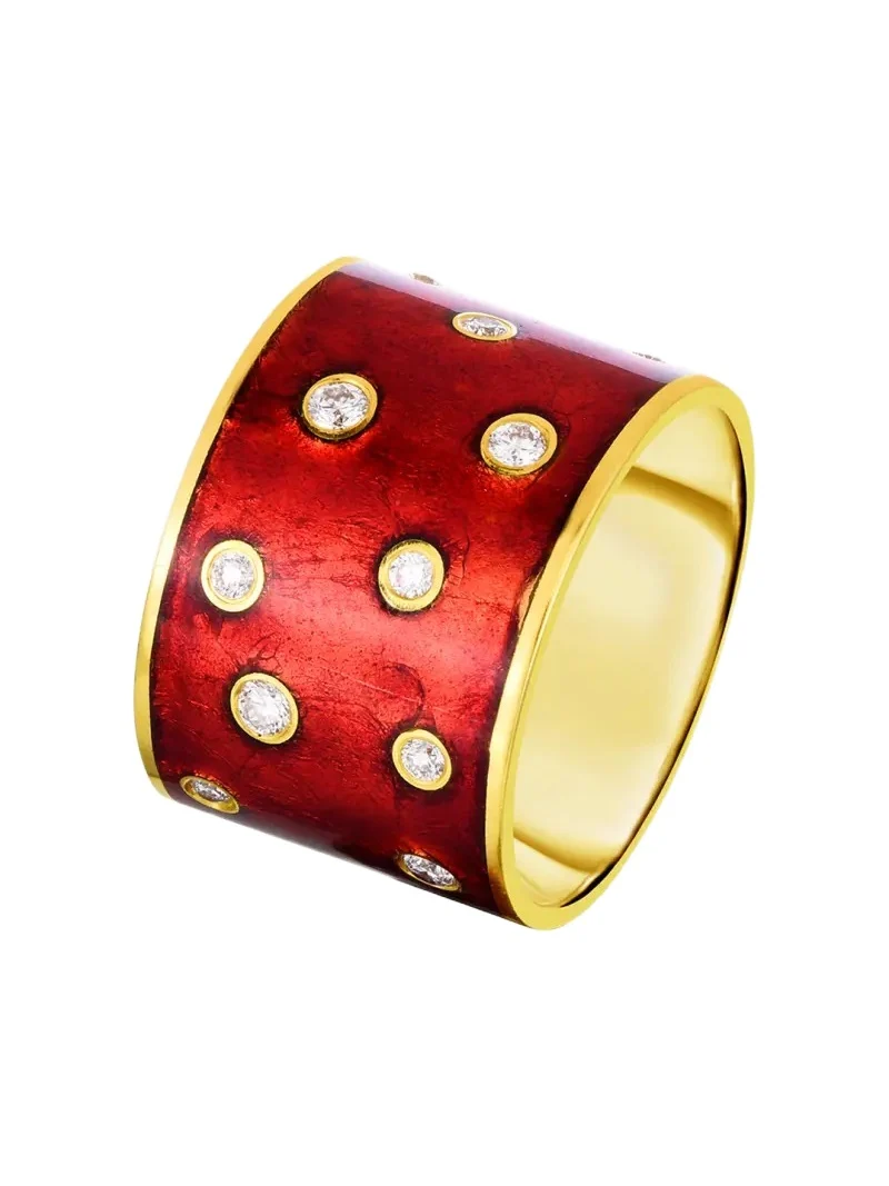 Audrey C. Jewels 18K Yellow Gold Diamond Cigar Band Ring