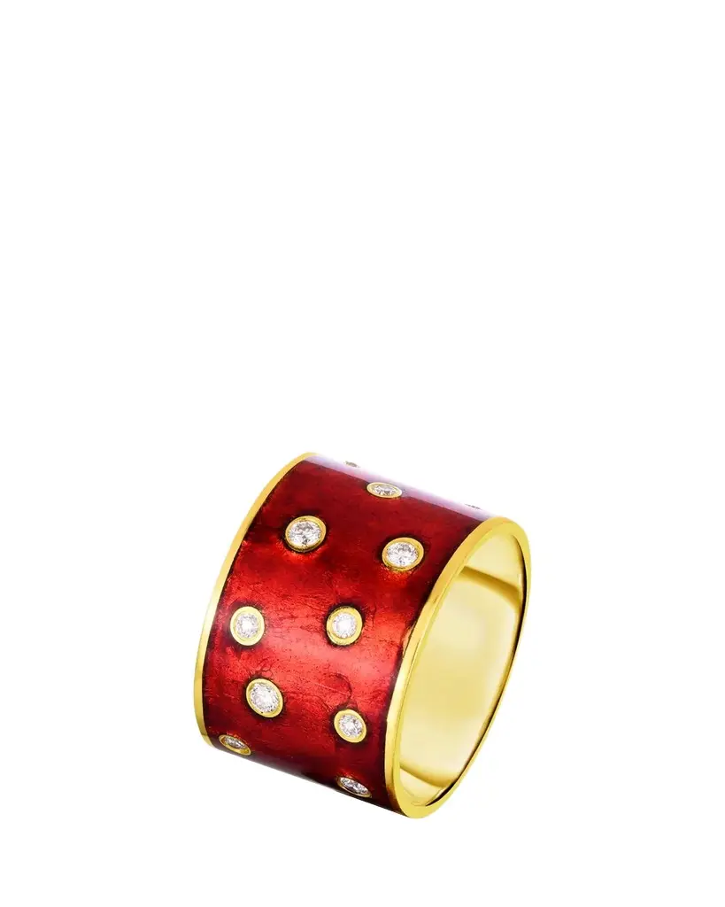 Audrey C. Jewels 18K Yellow Gold Diamond Cigar Band Ring