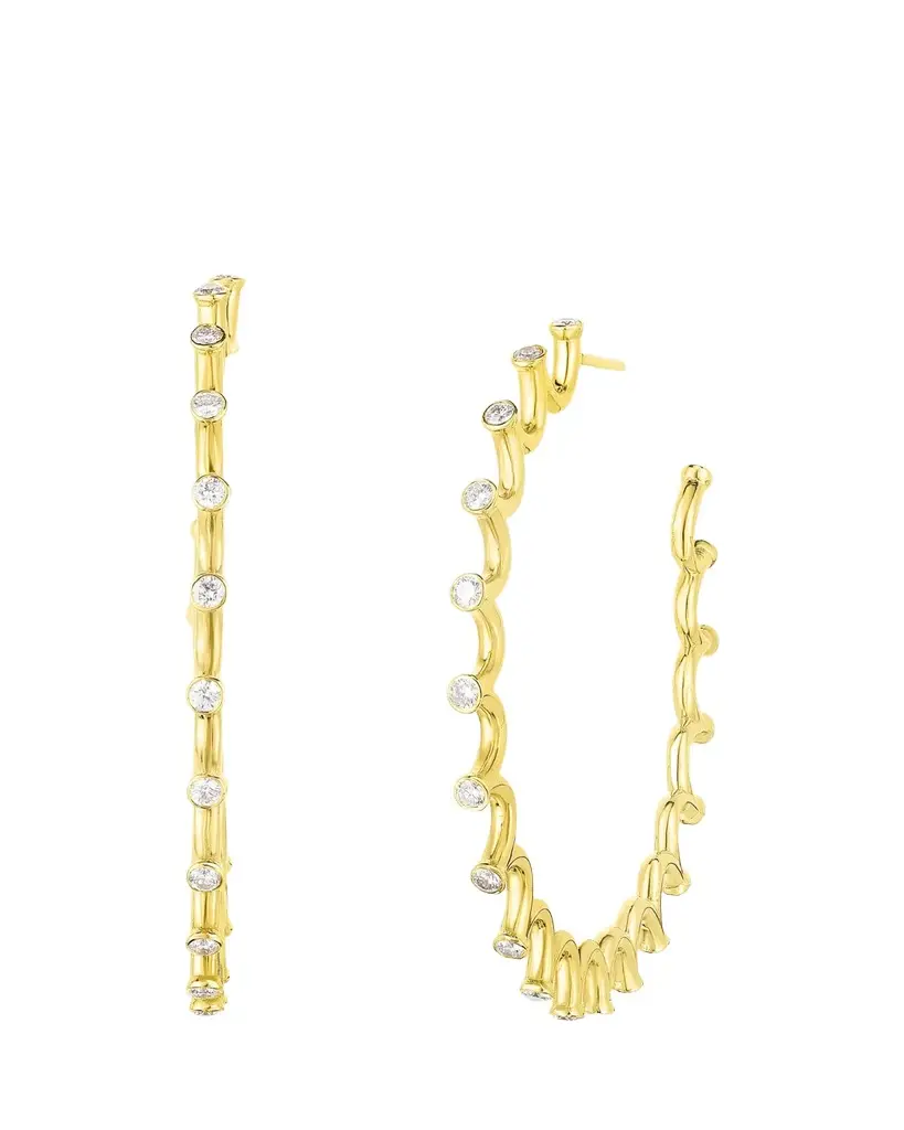 Audrey C. Jewels 18K Yellow Gold Diamond Small Spiral Hoop Earrings