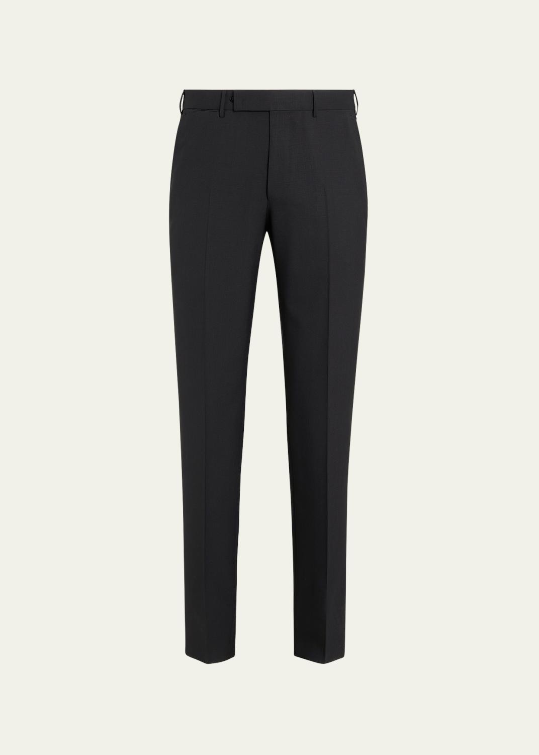 Zegna Men's High Performance Flat-Front Trousers