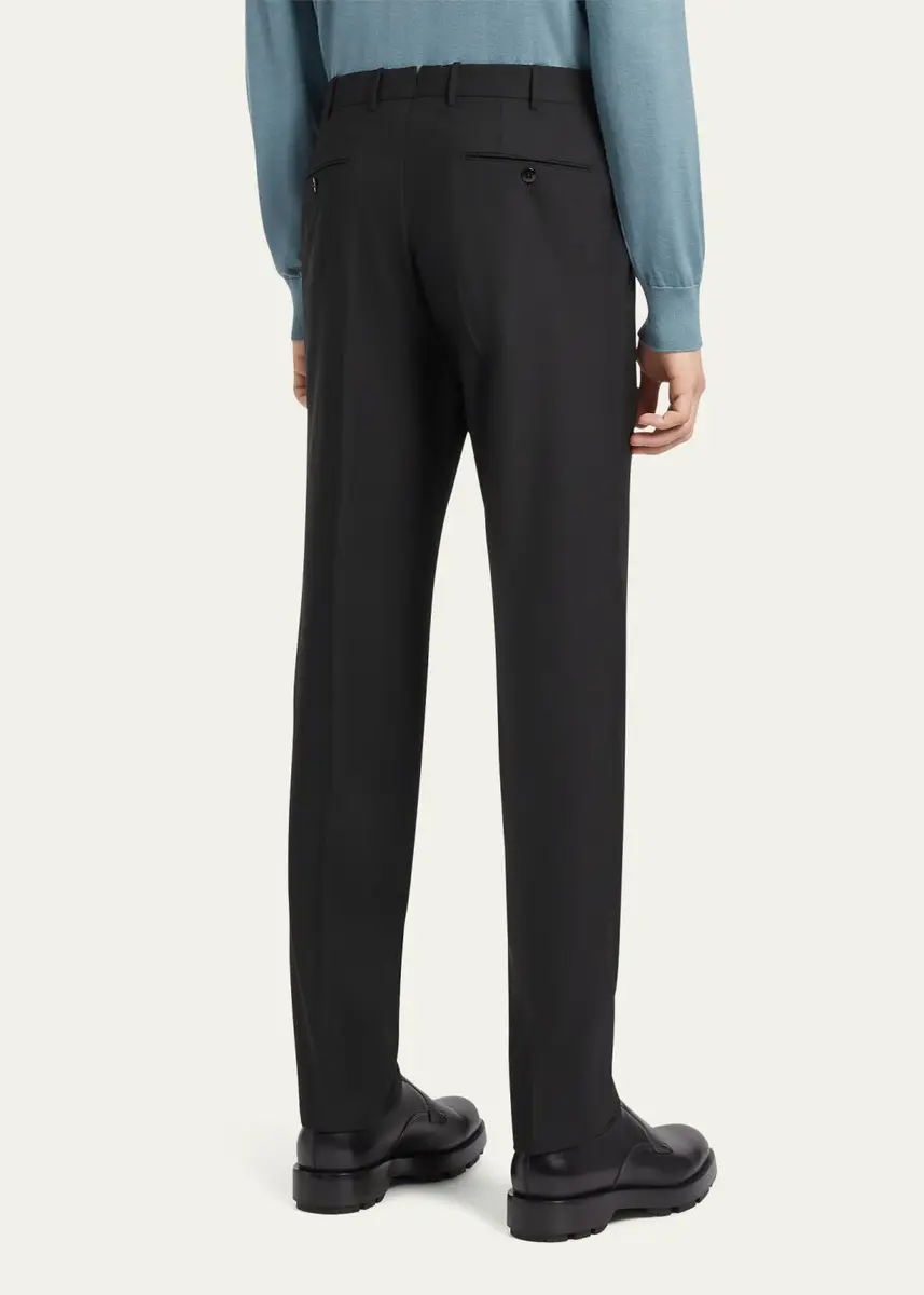 Zegna Men's High Performance Flat-Front Trousers | Thumbnail 2 Zegna Men's High Performance Flat-Front Trousers | Thumbnail 2