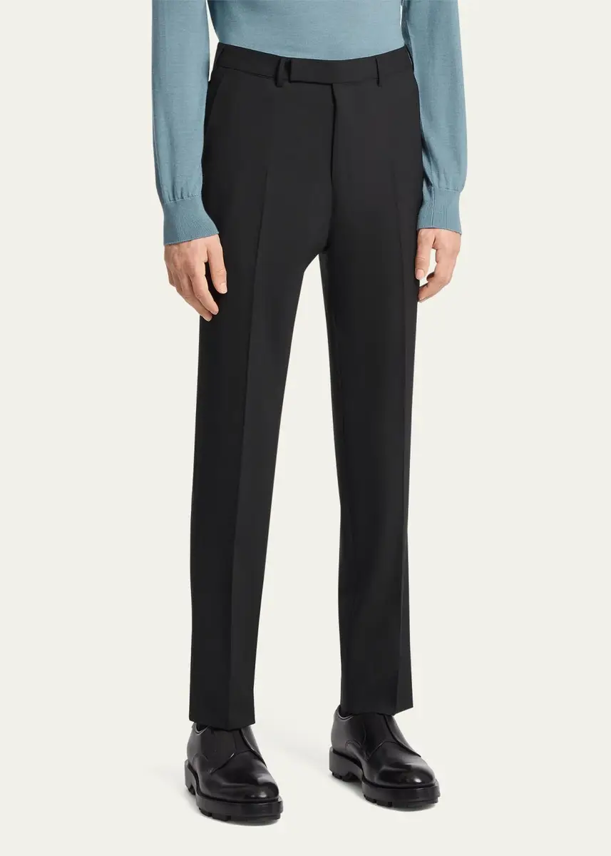 Zegna Men's High Performance Flat-Front Trousers | Thumbnail 3 Zegna Men's High Performance Flat-Front Trousers | Thumbnail 3