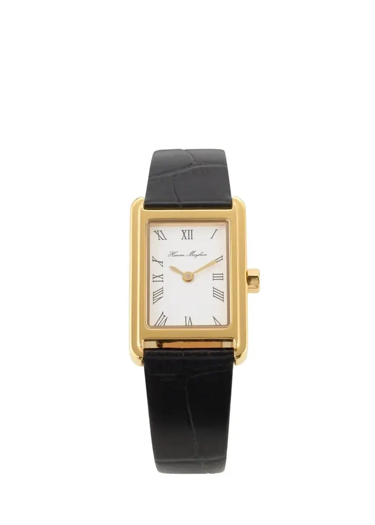 Icon Watch with Leather Strap, Gold Icon Watch with Leather Strap, Gold