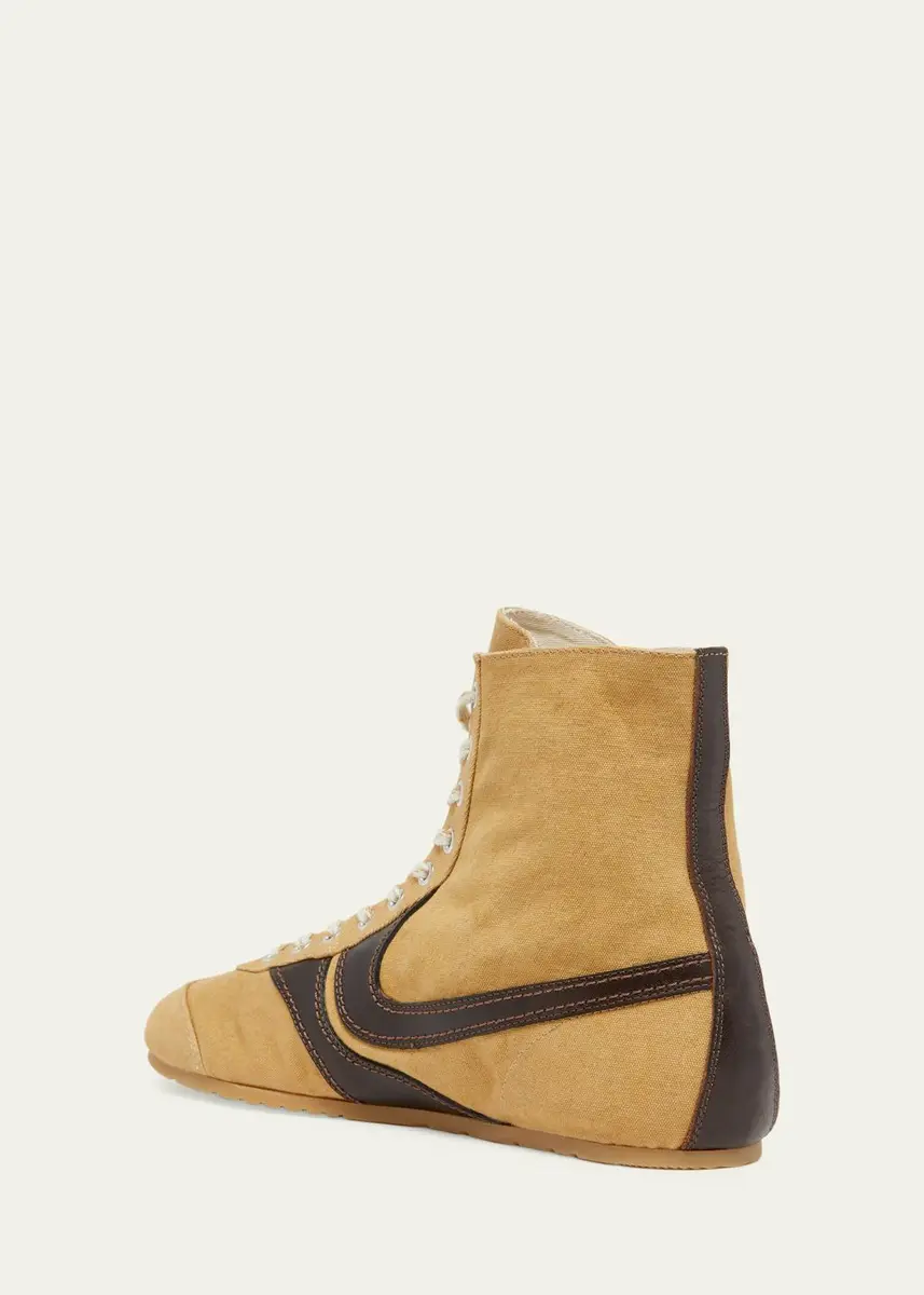 Dries Van Noten Men's Destin Canvas and Leather High-Top Sneakers | Thumbnail 4 Dries Van Noten Men's Destin Canvas and Leather High-Top Sneakers | Thumbnail 4