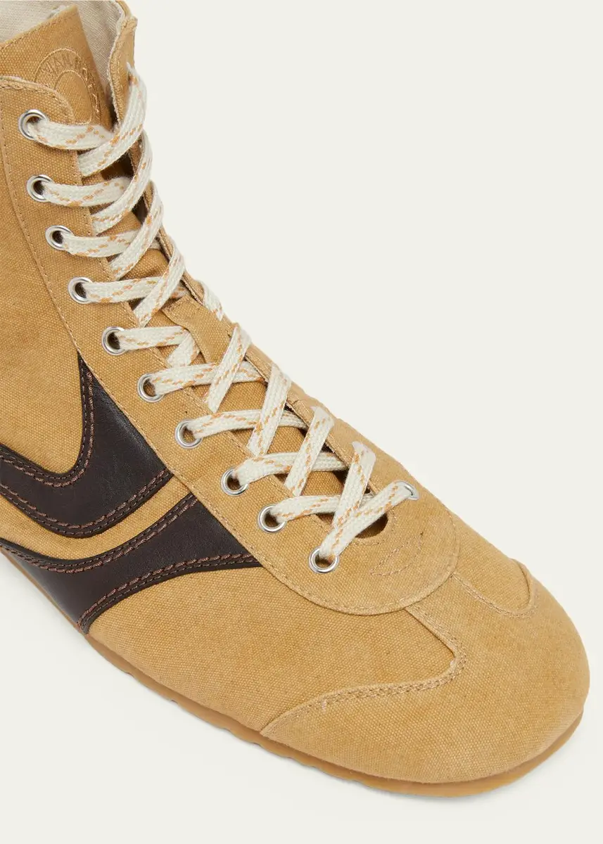 Dries Van Noten Men's Destin Canvas and Leather High-Top Sneakers | Thumbnail 5 Dries Van Noten Men's Destin Canvas and Leather High-Top Sneakers | Thumbnail 5