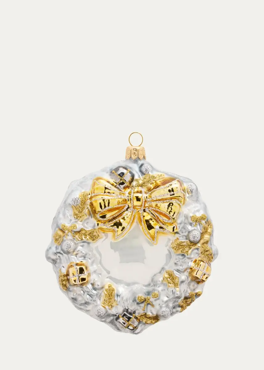 John Huras Bergdorf Goodman 2025 Christmas Wreath with Presents Silver Ornament | Thumbnail 2