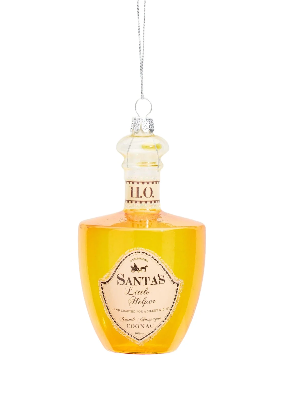 Cody Foster & Co Santa's Little Helper Cognac Bottle Christmas Ornament