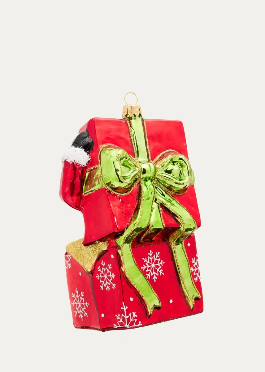 John Huras Santa Present Box Glass Ornament | Thumbnail 2