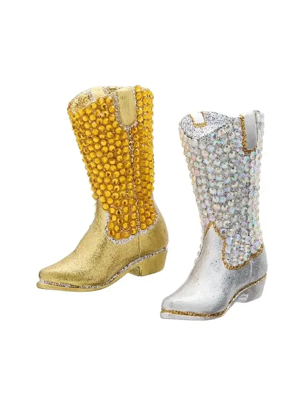 Cody Foster & Co Jeweled Cowboy Boot Christmas Ornaments, Set of 2