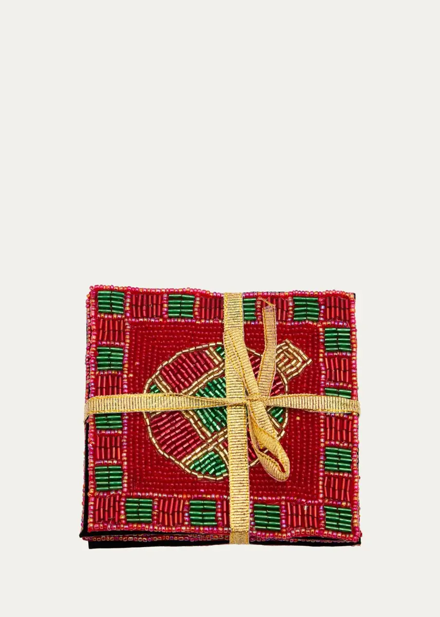 Sudha Pennathur Checked Beaded Coaters/Set Of 4 | Thumbnail 2 Sudha Pennathur Checked Beaded Coaters/Set Of 4 | Thumbnail 2