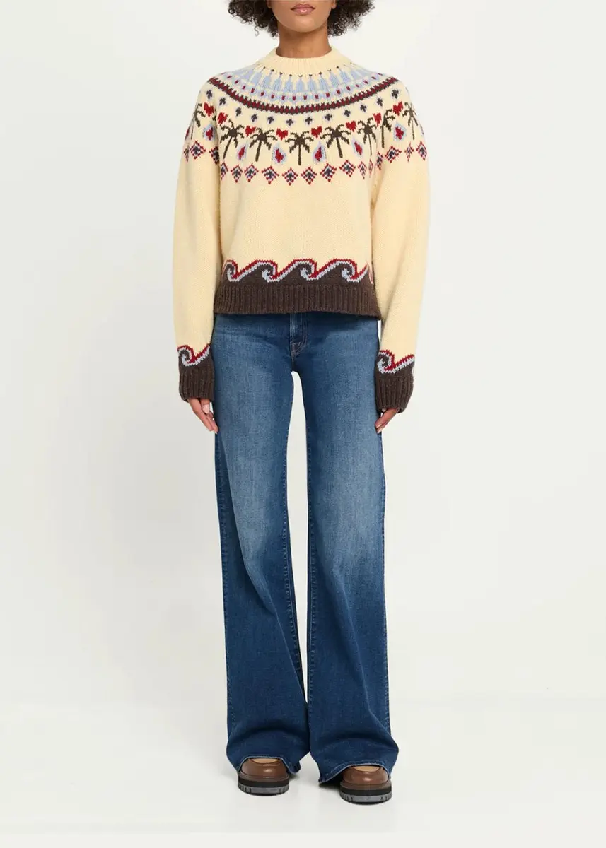 Alanui Sweet Winter Fair-Isle Wool Knit Crewneck Sweater | Thumbnail 2
