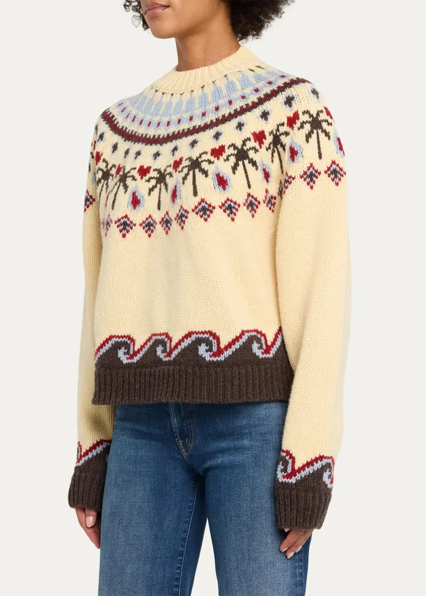 Alanui Sweet Winter Fair-Isle Wool Knit Crewneck Sweater | Thumbnail 4