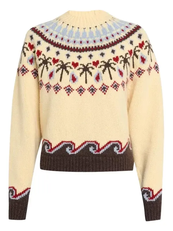 Sweet Winter Fair-Isle Wool Knit Crewneck Sweater Sweet Winter Fair-Isle Wool Knit Crewneck Sweater