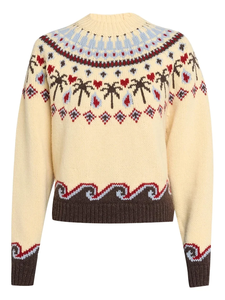 Sweet Winter Fair-Isle Wool Knit Crewneck Sweater Sweet Winter Fair-Isle Wool Knit Crewneck Sweater