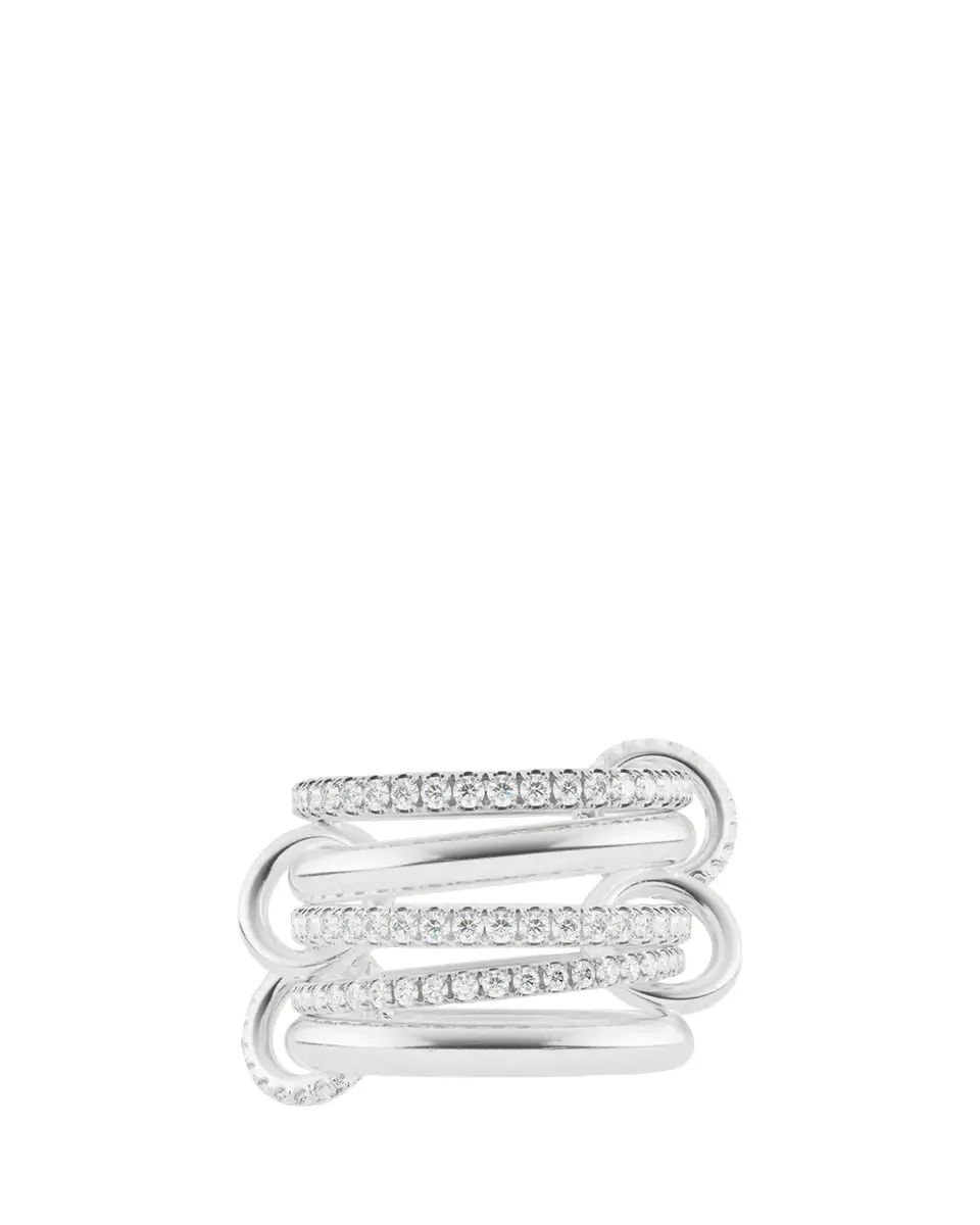 Spinelli Kilcollin Aquarius Sterling Silver Diamond Pavé Petite 5-Band Ring | Thumbnail 2 Spinelli Kilcollin Aquarius Sterling Silver Diamond Pavé Petite 5-Band Ring | Thumbnail 2