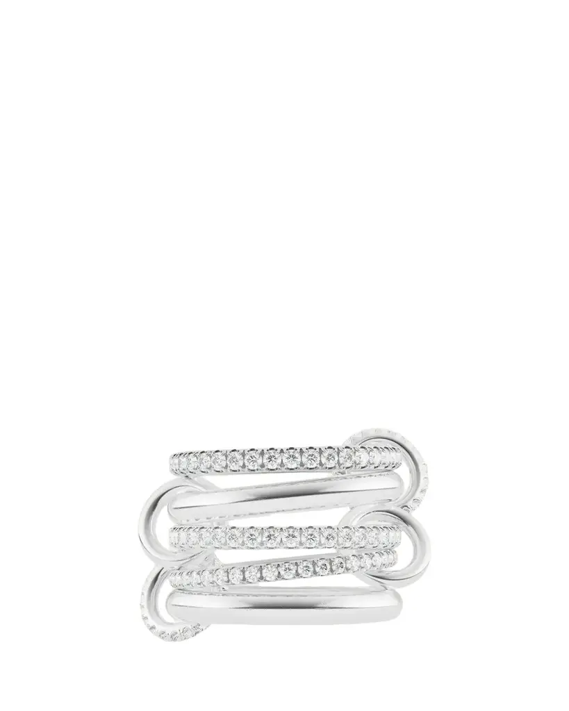 Aquarius Sterling Silver Diamond Pavé Petite 5-Band Ring Aquarius Sterling Silver Diamond Pavé Petite 5-Band Ring