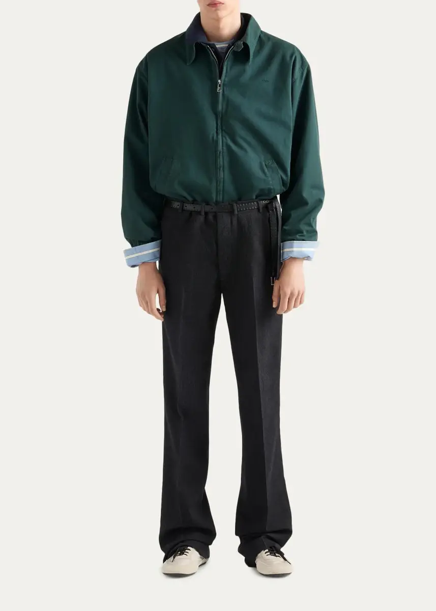 Prada Men's Long-Sleeved Cotton Polo Shirt | Thumbnail 2 Prada Men's Long-Sleeved Cotton Polo Shirt | Thumbnail 2