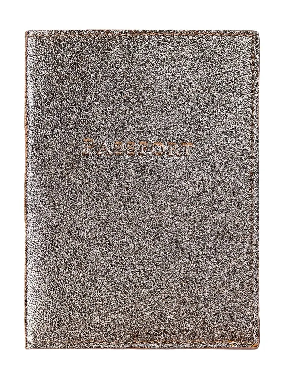 Graphic Image Metallic Leather Passport Holder