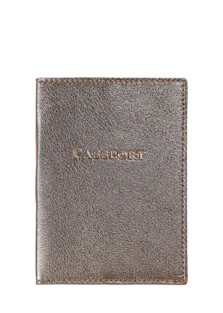 Graphic Image Metallic Leather Passport Holder