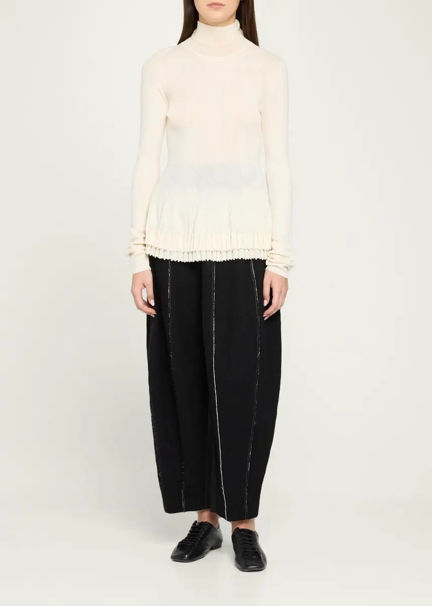 Ashlyn New Diamond Merino Wool-Silk Turtleneck Ruffle Top | Thumbnail 2 Ashlyn New Diamond Merino Wool-Silk Turtleneck Ruffle Top | Thumbnail 2
