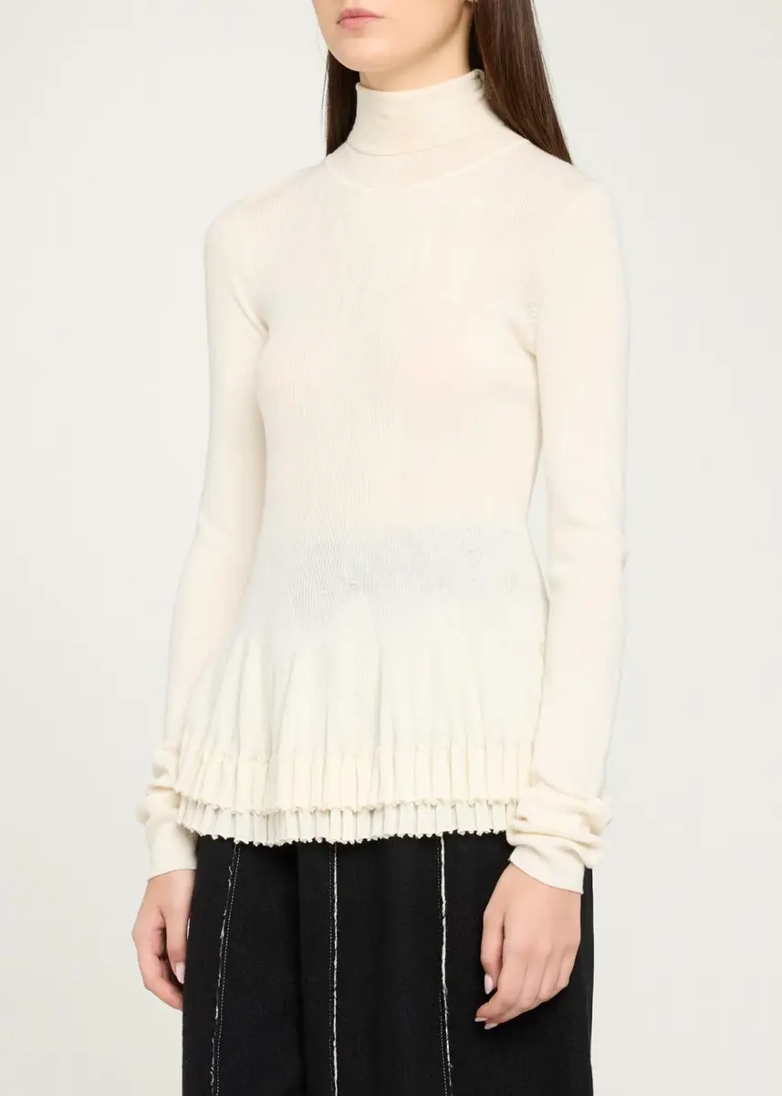 Ashlyn New Diamond Merino Wool-Silk Turtleneck Ruffle Top | Thumbnail 4 Ashlyn New Diamond Merino Wool-Silk Turtleneck Ruffle Top | Thumbnail 4