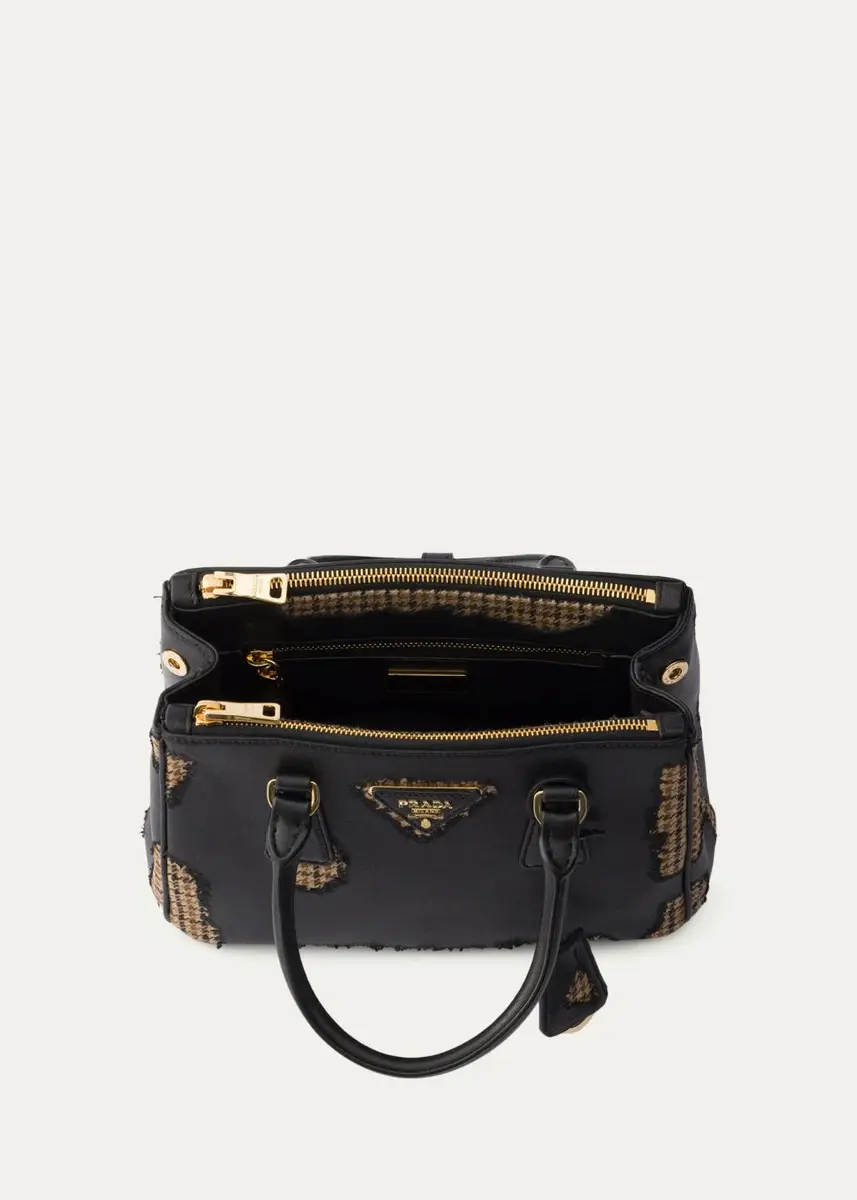 Prada Galleria Houndstooth Wool & Leather Top-Handle Bag | Thumbnail 4 Prada Galleria Houndstooth Wool & Leather Top-Handle Bag | Thumbnail 4
