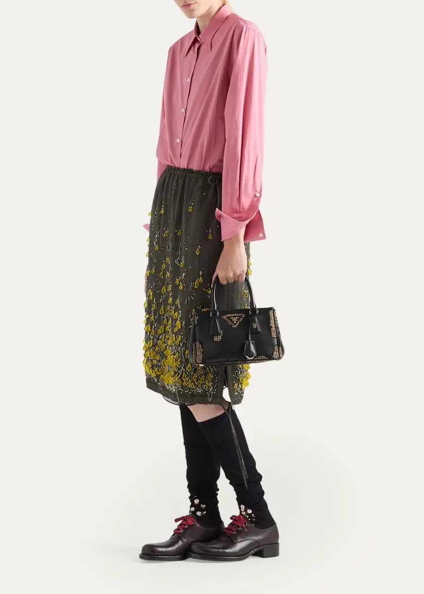 Prada Galleria Houndstooth Wool & Leather Top-Handle Bag | Thumbnail 5 Prada Galleria Houndstooth Wool & Leather Top-Handle Bag | Thumbnail 5