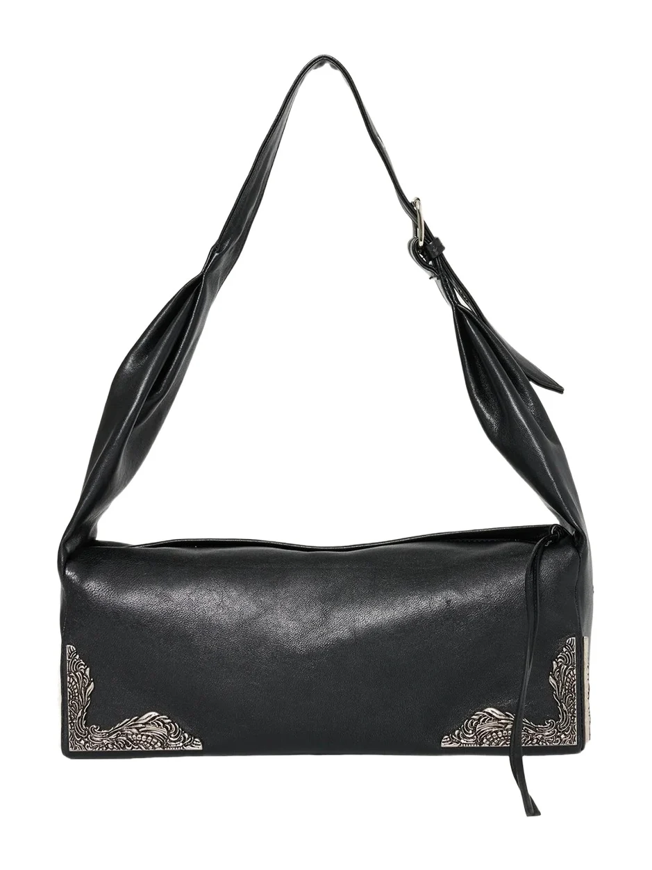 Hardware-Embellished Leather Shoulder Bag