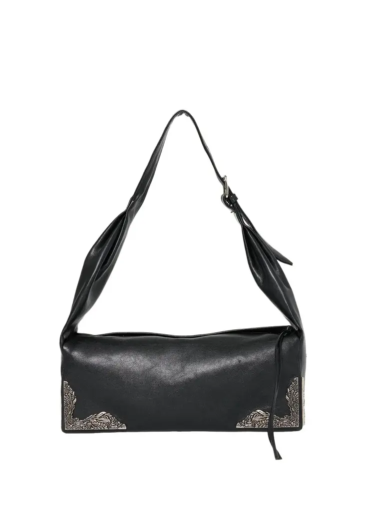 Hardware-Embellished Leather Shoulder Bag