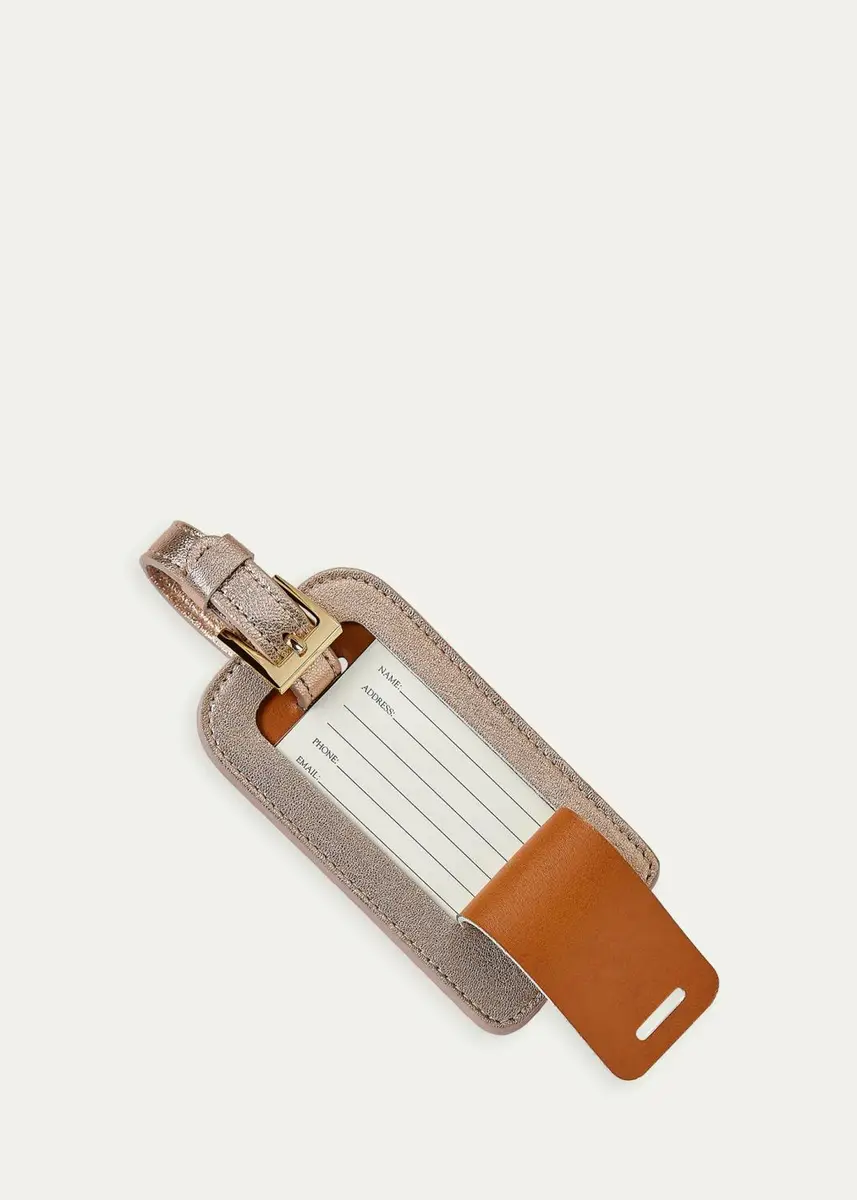 Graphic Image Metallic Leather Luggage Tag | Thumbnail 3 Graphic Image Metallic Leather Luggage Tag | Thumbnail 3