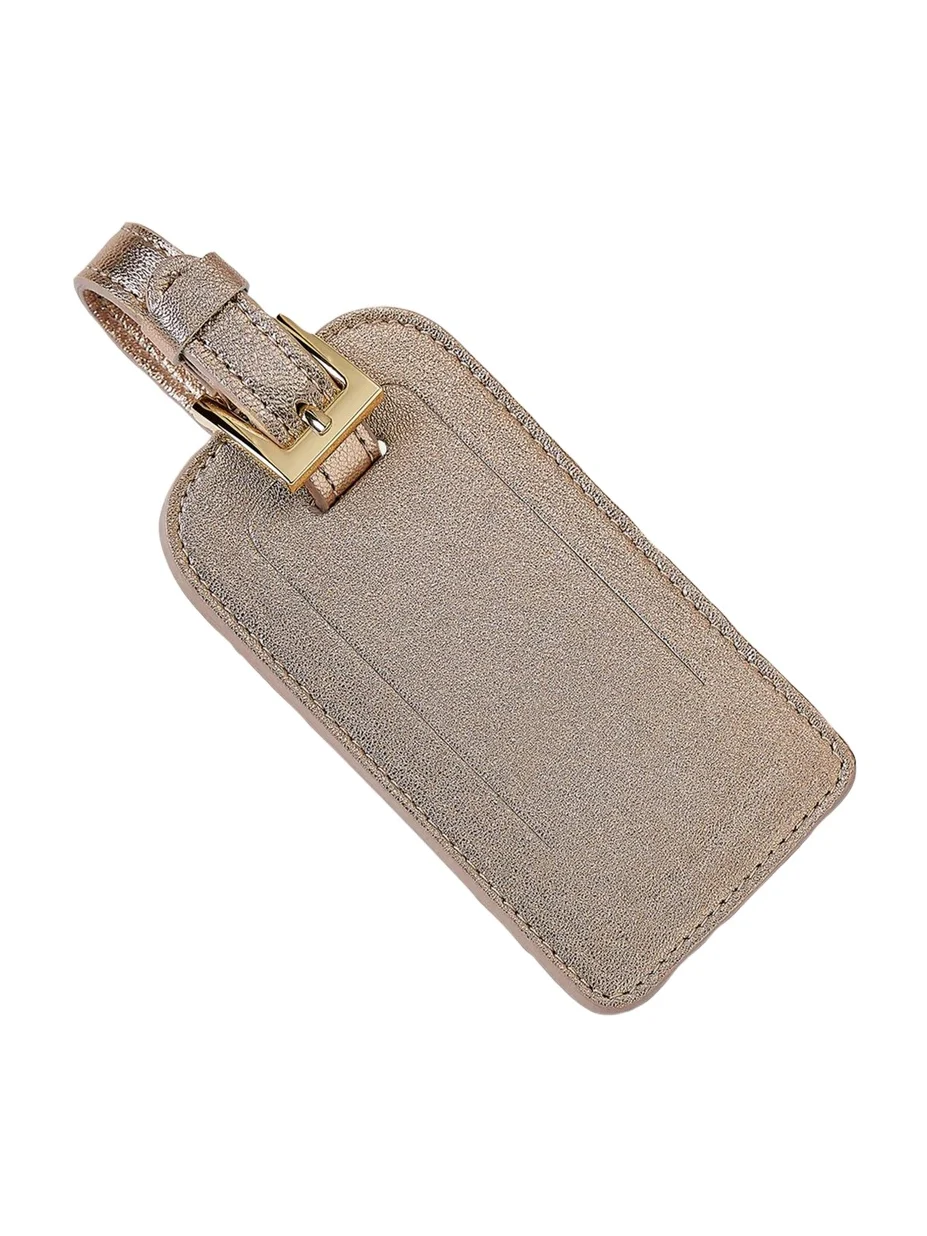 Graphic Image Metallic Leather Luggage Tag
