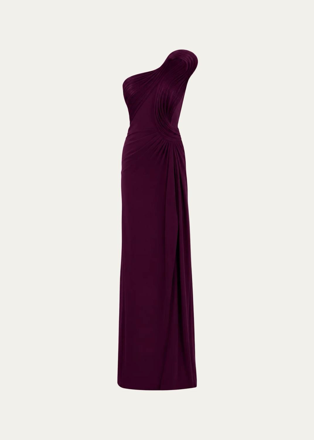 Asymmetric Draped One-Shoulder Slit Gown Asymmetric Draped One-Shoulder Slit Gown