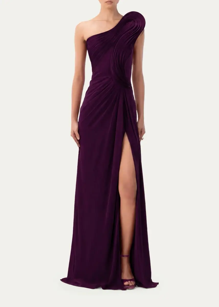 Gaurav Gupta Asymmetric Draped One-Shoulder Slit Gown | Thumbnail 2 Gaurav Gupta Asymmetric Draped One-Shoulder Slit Gown | Thumbnail 2