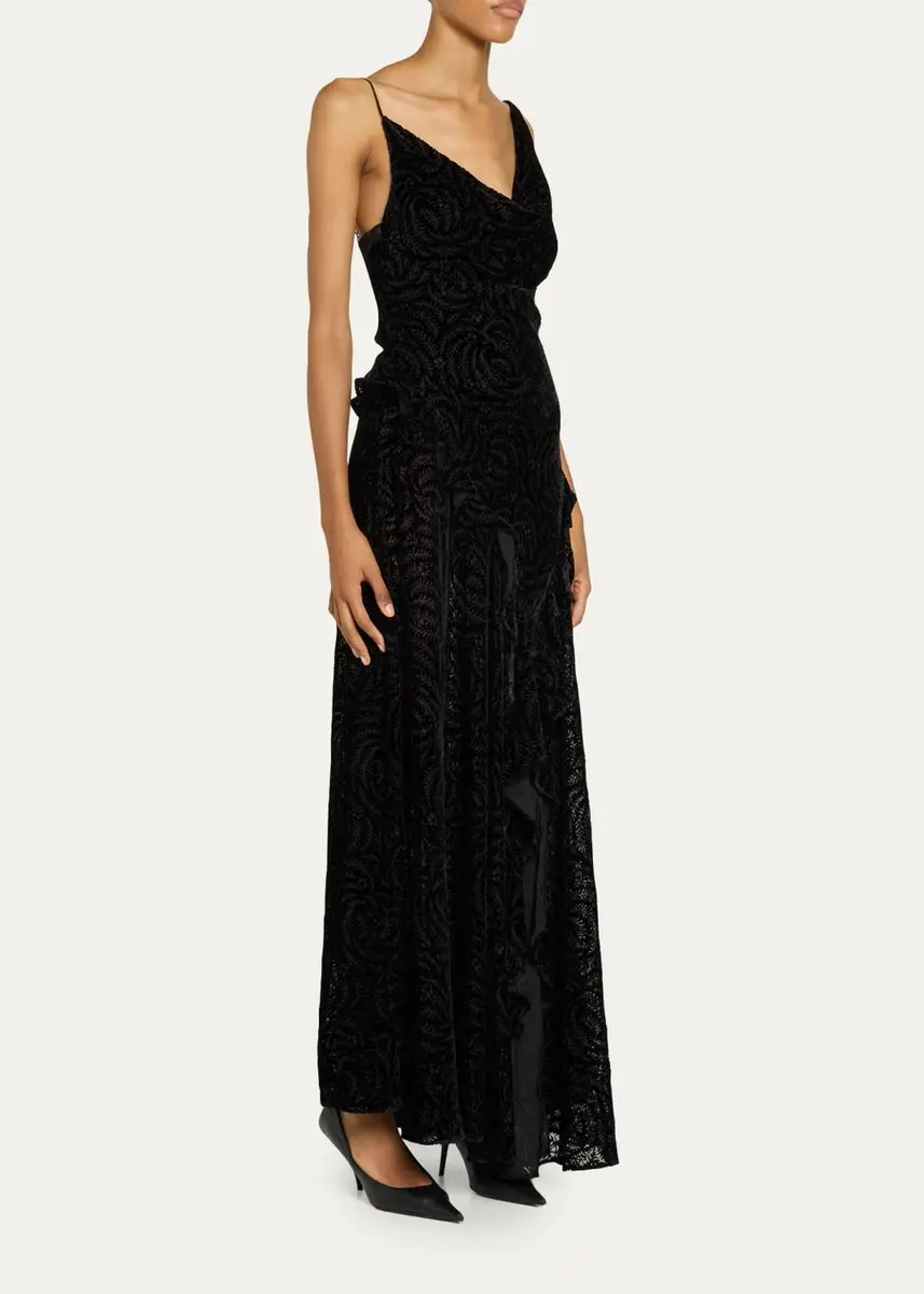 Ronny Kobo Gwen Draped Velvet Burnout Maxi Dress | Thumbnail 4 Ronny Kobo Gwen Draped Velvet Burnout Maxi Dress | Thumbnail 4