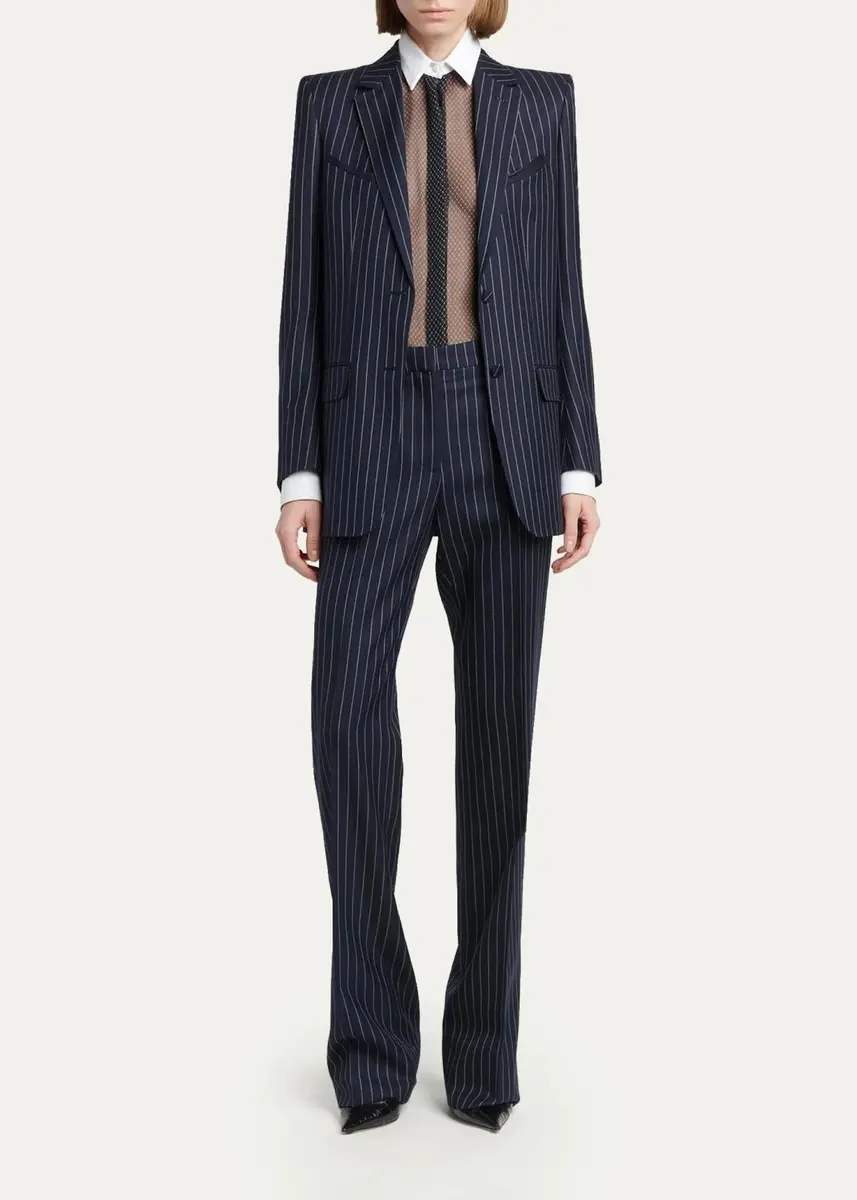 Tom Ford Corded Chalkstripe Wool Single-Breasted Western Jacket | Thumbnail 2