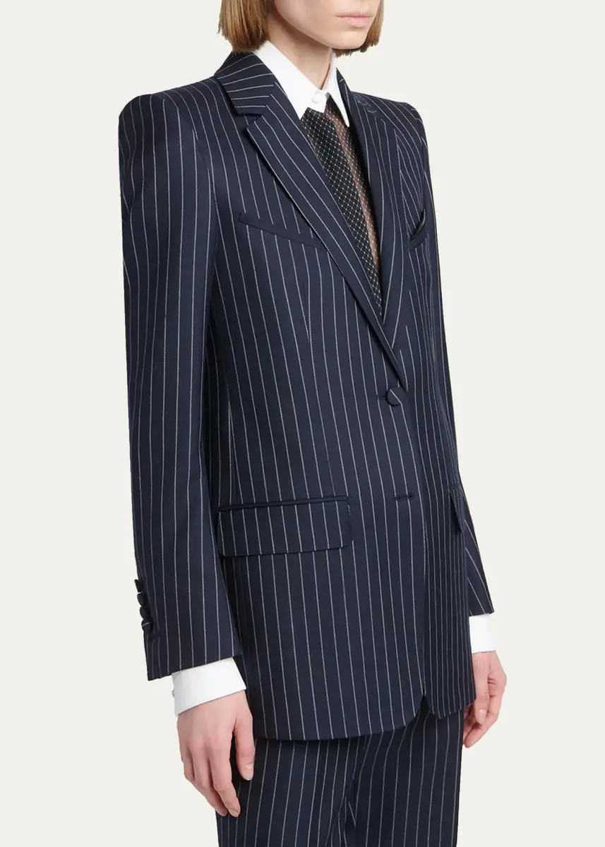 Tom Ford Corded Chalkstripe Wool Single-Breasted Western Jacket | Thumbnail 4