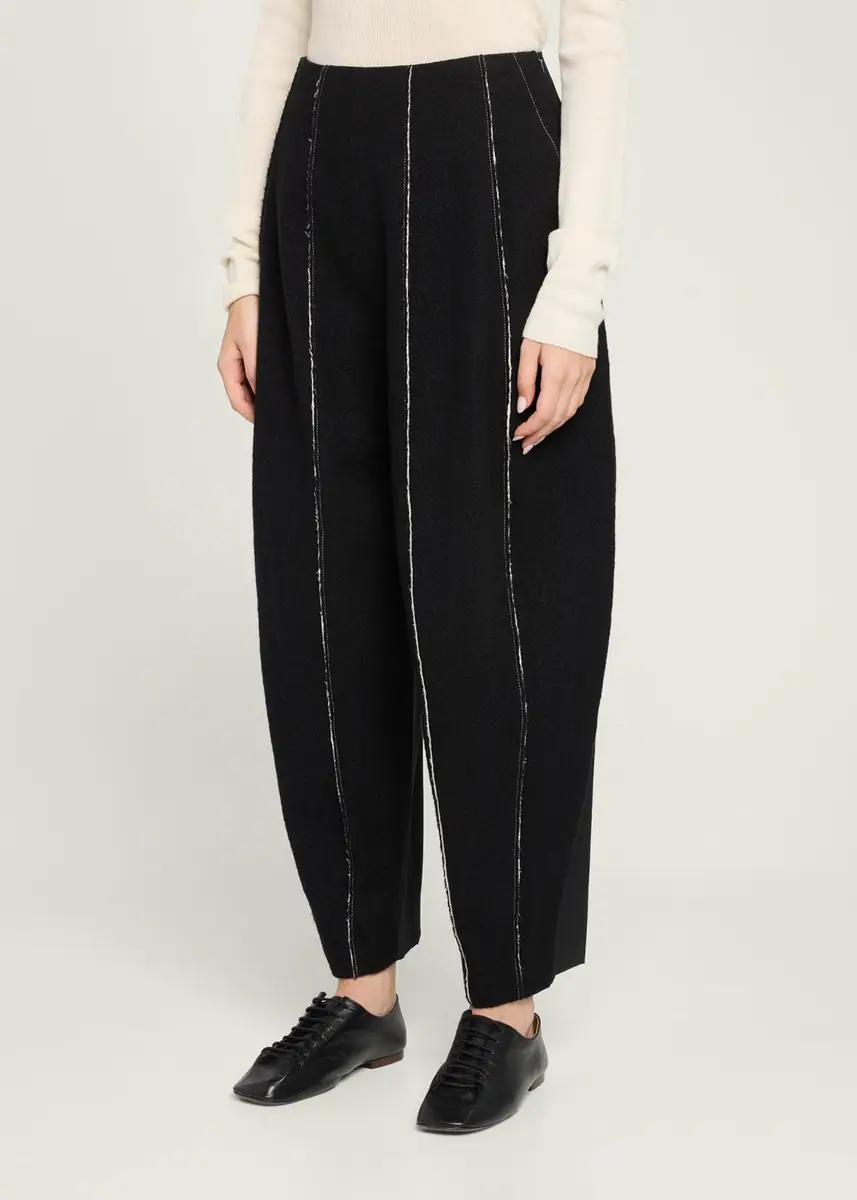 Ashlyn Boiled Wool Paneled Barrel-Leg Ankle Pants | Thumbnail 4