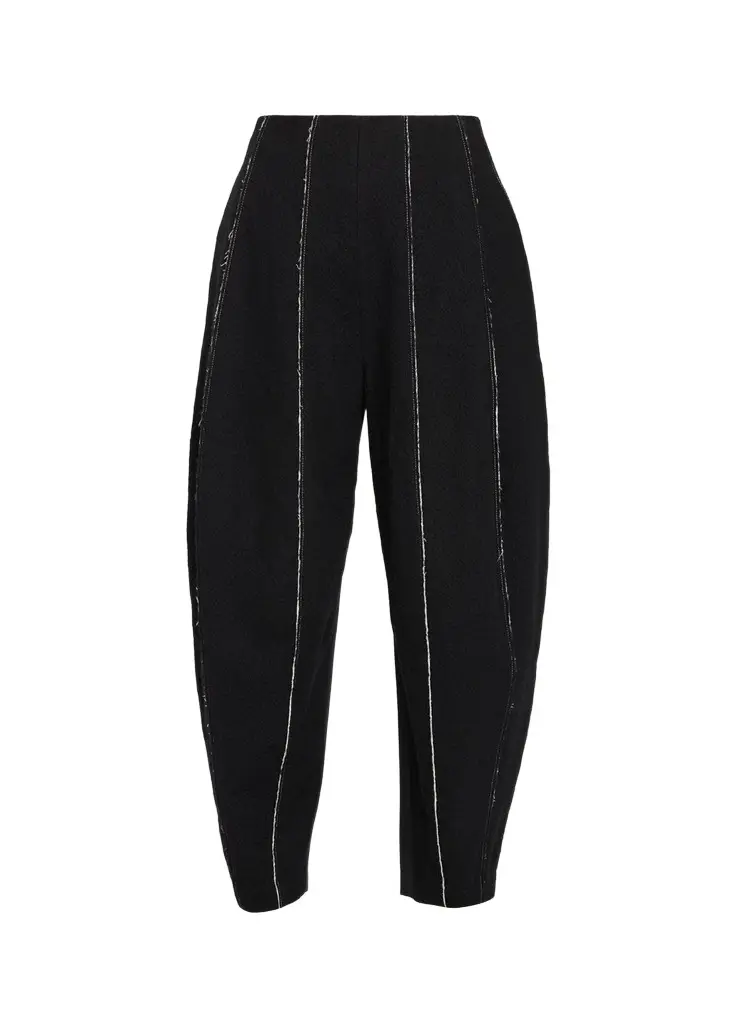Ashlyn Boiled Wool Paneled Barrel-Leg Ankle Pants