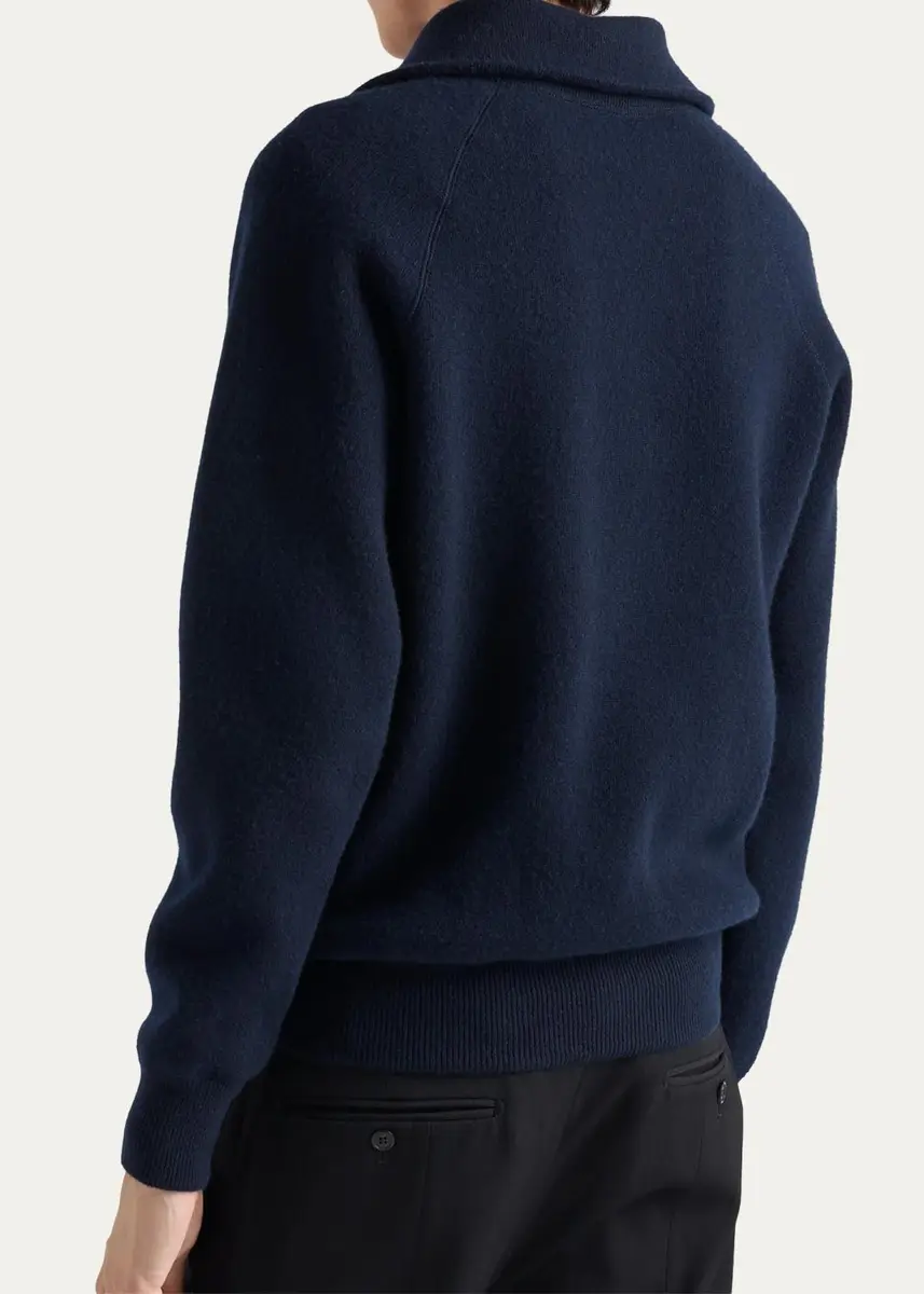 Prada Men's Wool and Cashmere Polo Sweater | Thumbnail 3 Prada Men's Wool and Cashmere Polo Sweater | Thumbnail 3