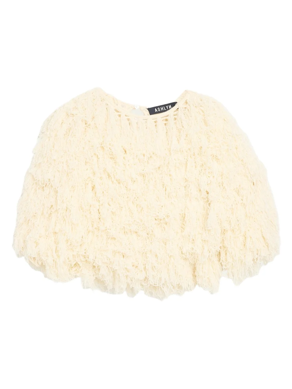 Ashlyn Curly Fringe Crop Sweater