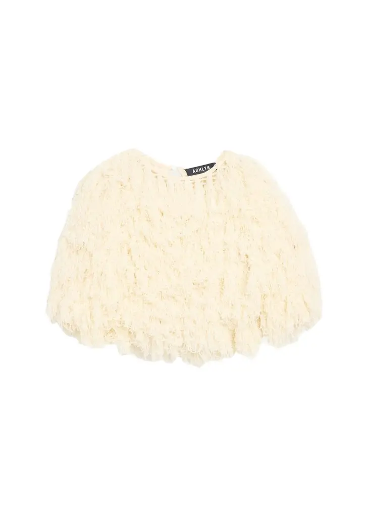 Ashlyn Curly Fringe Crop Sweater