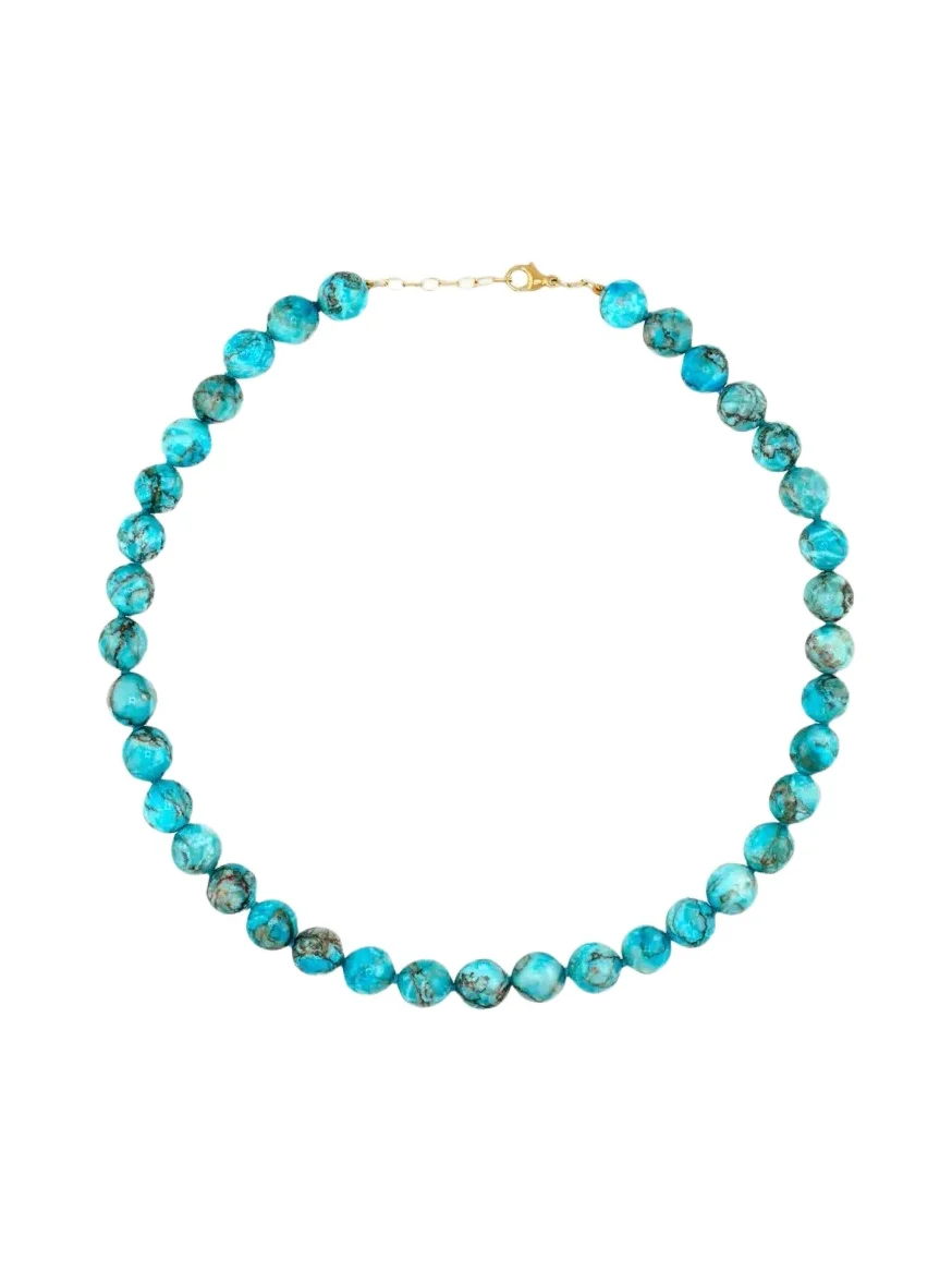 14K Yellow Gold & Turquoise Jumbo Beaded Bracelet