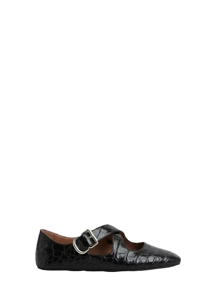 Croc-Embossed Leather Crisscross Ballerina Flats Croc-Embossed Leather Crisscross Ballerina Flats