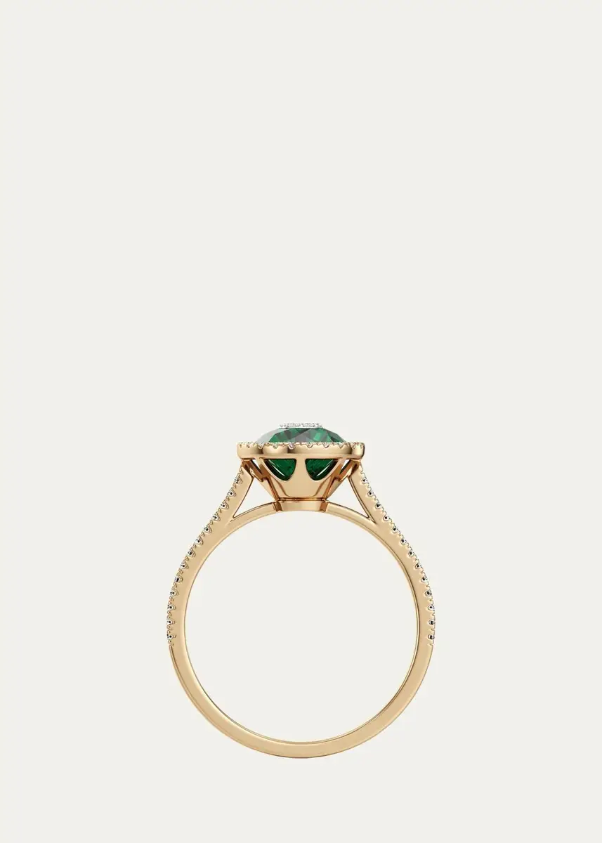 Bhansali 18K Yellow Gold 7mm Diamond and Emerald Fusion Ring with Halo | Thumbnail 2 Bhansali 18K Yellow Gold 7mm Diamond and Emerald Fusion Ring with Halo | Thumbnail 2